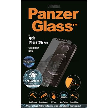 Obrázok PanzerGlass Edge-to-Edge Antibacterial s Anti-BlueLight vrstvou na Apple iPhone 12/12 Pro (2723) čierne