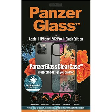 Obrázok PanzerGlass ClearCase Antibacterial pro Apple iPhone 12/iPhone 12 Pro Black edition (0252)