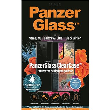 Obrázok PanzerGlass ClearCase Antibacterial na Samsung Galaxy S21 Ultra (0263) čierny/priehľadný