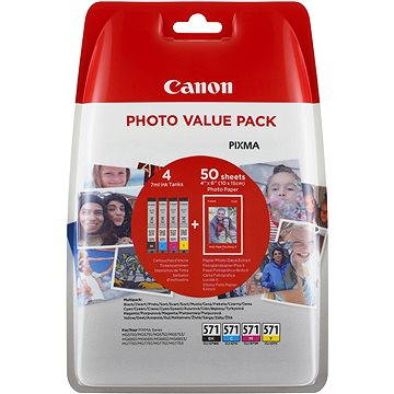 Obrázok Canon CLI-571 multipack + fotopapier PP-201 (0386C006)