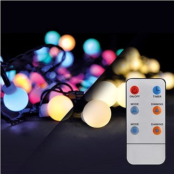 Obrázok SOLIGHT 1V09-RGB LED 2V1 VON. VIAN. RETAZ, GULE, DIAL. OVL., 200LED, RGB/BIELA, 20M+5M, 8 FUNK.,IP44