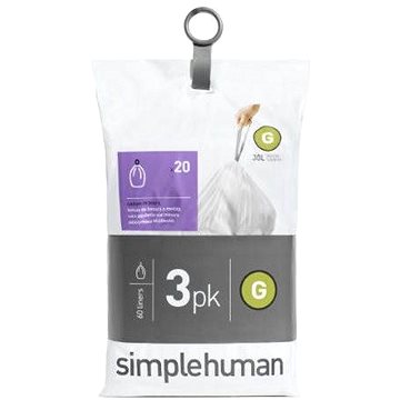 Obrázok Simplehuman Vrecká do koša typ G, 30l, 3 x balenie po 20 ks (60 sáčkov) (CW0257)