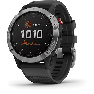 Obrázok Garmin | GARMIN Fénix 6 Solar, Silver/Black band (010-02410-00)