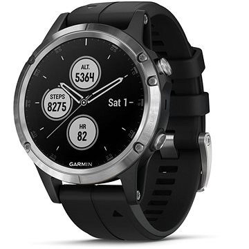 Obrázok Garmin Fenix 5 Plus Silver Optic Black Band (010-01988-11)