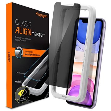 Obrázok Spigen Alm Glass.Tr Privacy ochranné sklo na iPhone 11 / XR