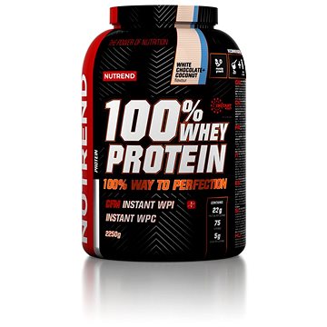 Obrázok Nutrend 100 % Whey Protein, 2 250 g, biela čokoláda + kokos (VS-032-2250-BČKO)