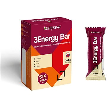 Obrázok Kompava 3Energy Bar Sixpack, 6x40 g, višňa (8586011215470)