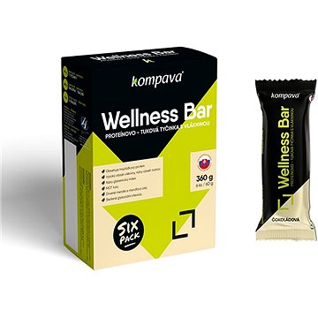 Obrázok Kompava Wellness Bar Sixpack, 6x60 g, čokoláda-mandľa (8586011215524)