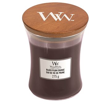 Obrázok Woodwick Black Plum vonná sviečka s dreveným knotom 275 g