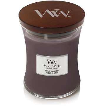 Obrázok Woodwick Suede & Sandalwood vonná sviečka s dreveným knotom 275 g