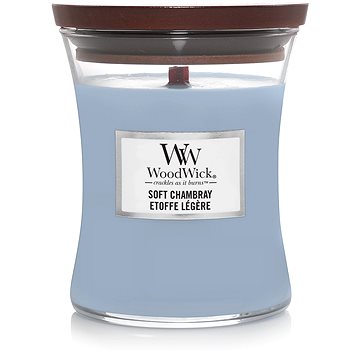 Obrázok Woodwick Soft Chambray vonná sviečka 275 g s dreveným knotom 