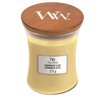 Obrázok Woodwick Lemongrass & Lily vonná sviečka 275 g s dreveným knotom 