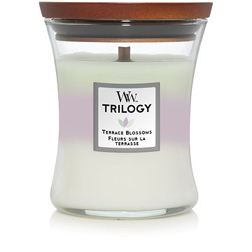 Obrázok Woodwick Trilogy Terrace Blossoms vonná sviečka 275 g s dreveným knotom 