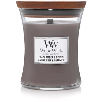 Obrázok Woodwick Black Amber & Citrus vonná sviečka 275 g stredná 