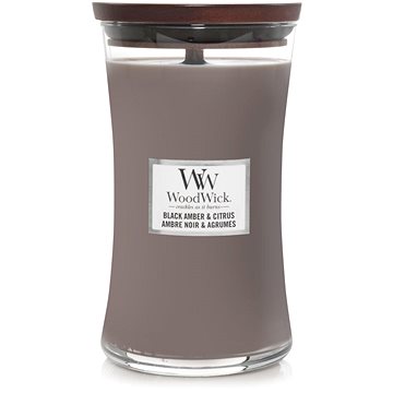 Obrázok Woodwick Black Amber & Citrus vonná sviečka 609,5 g veľká 