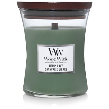 Obrázok Woodwick Hemp & Ivy  vonná sviečka s dreveným knotom 275 g