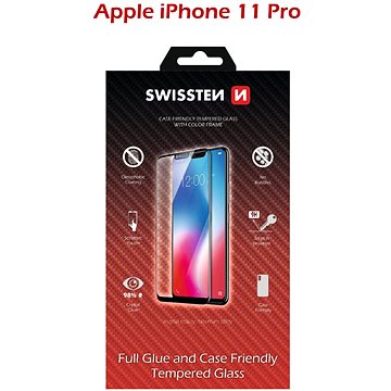 Obrázok Swissten sklo full glue, color frame, case friendly Apple Iphone 11 pro černé, 54501704