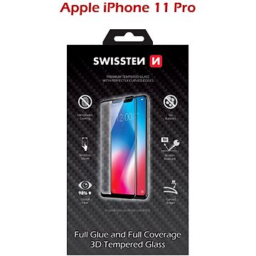 Obrázok Swissten sklo ultra durable 3D full glue glass Apple Iphone 11 pro černé, 64701827