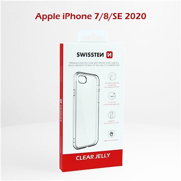 Obrázok Swissten 32801713 Apple iPhone 8 puzdro zadné, priehľadný silikón, Clear Jelly