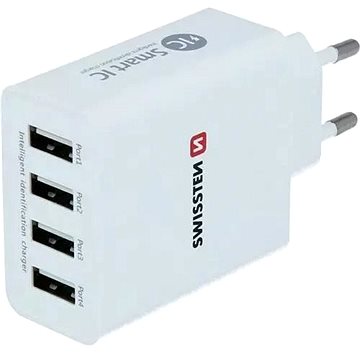 Obrázok Sieťový USB adaptér Swissten Smart IC 4xUSB 5A power, biely 