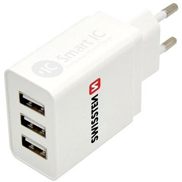 Obrázok Sieťový USB adaptér Swissten Smart IC 3xUSB 3.1A power, biely 