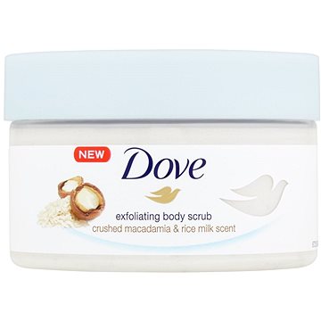 Obrázok Dove Exfoliating Body Scrub Crushed Macadamia & Rice Milk vyživujúci telový peeling  225 ml