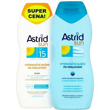 Obrázok ASTRID SUN Hydratačné mlieko na opaľovanie SPF 15 200 ml + Hydratačné mlieko po opaľovaní 200 ml (8592297001409)