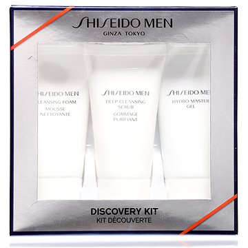 Obrázok Shiseido MEN Hydro Master Gel darčekový set pleťovej kozmetiky pre mužov pleťový gél Hydro Master Gel 30 ml + čistiaca pena Cleansing Foam 30 ml + pleťový peeling Deep Cleansing Scrub 30 ml