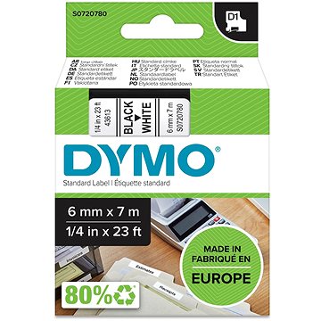 Obrázok Dymo D1 Samolepiaca páska 6mm biela/čierna