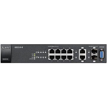 Obrázok ZyXEL 8xGb 2xRJ/SFP IPv6 web switch GS2210-8