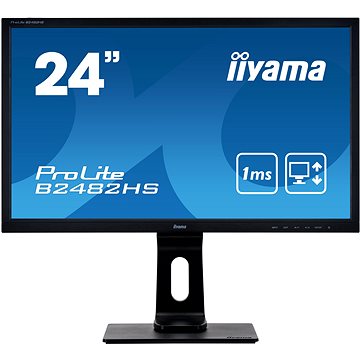 Obrázok 24'' iiyama B2482HS-B5: TN, FullHD@75Hz, 250cd/m2, 1ms, VGA, HDMI, DVI, height, pivot, černý B2482HS-B5