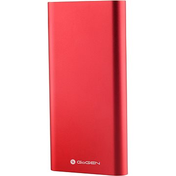 Obrázok GoGEN 10000 mAh, vstup mikro USB 5V/2A, vstup Lightning 5V/1A, výstup USB1 5V/1A, USB2 5V/2,1A, červená (PB100004RW)