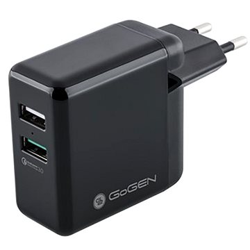 Obrázok GoGEN ACHQ 203, 2x USB, 2,4A s funkcí rychlonabíjení QC 3.0 čierna