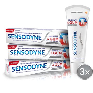 Obrázok Sensodyne Sensitivity & Gum Whitening bieliaca zubná pasta na ochranu zubov a ďasien 3x75 ml