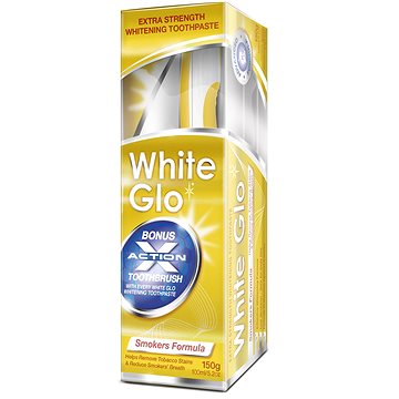 Obrázok WHITE GLO Smokers 100 ml + kefka + mezizubná kefka (9319871000622)