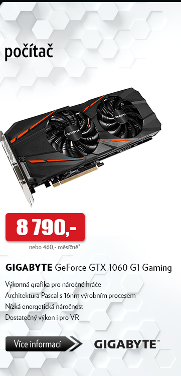 Grafická karta GIGABYTE GeForce GTX 1060 G1 Gaming