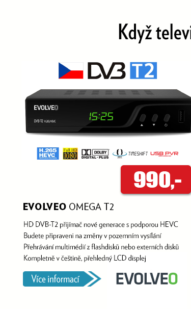 HD DVB-T2 přijímač EVOLVEO OMEGA T2