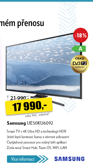 televize 50" Samsung UE50KU6092