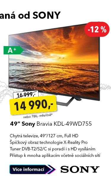 Chytrá TV 49" Sony Bravia KDL-49WD755