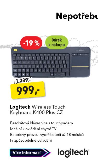 Klávesnice Logitech Wireless Touch K400 Plus CZ