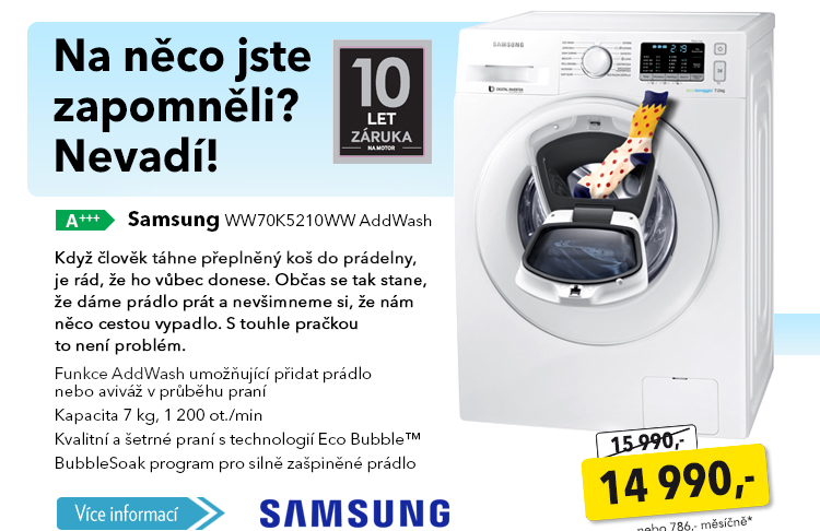 Pračka Samsung WW70K5210WW AddWash