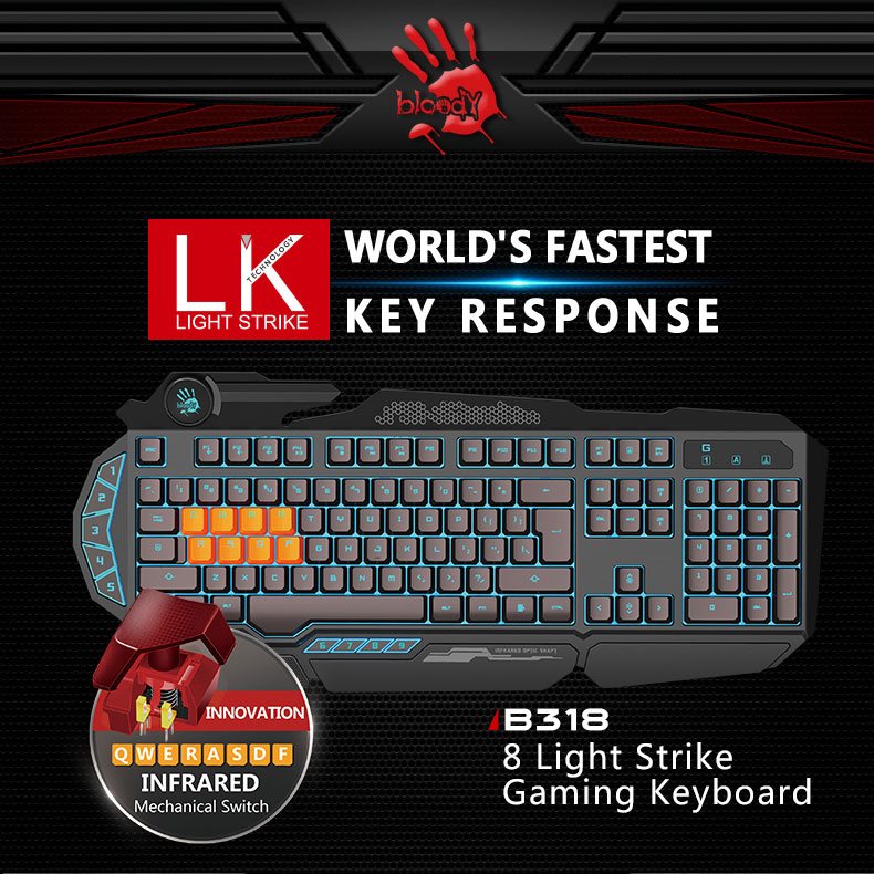 A4tech Bloody B318, 8 Light Strike Gaming Keyboard