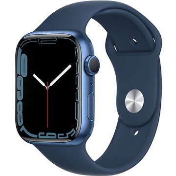 Apple Watch Series 7 45 mm Modrý hliník s hlbokomorsky modrým športovým remienkom