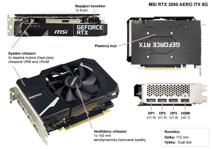Popis grafické karty MSI RTX 3050 AERO ITX 8G