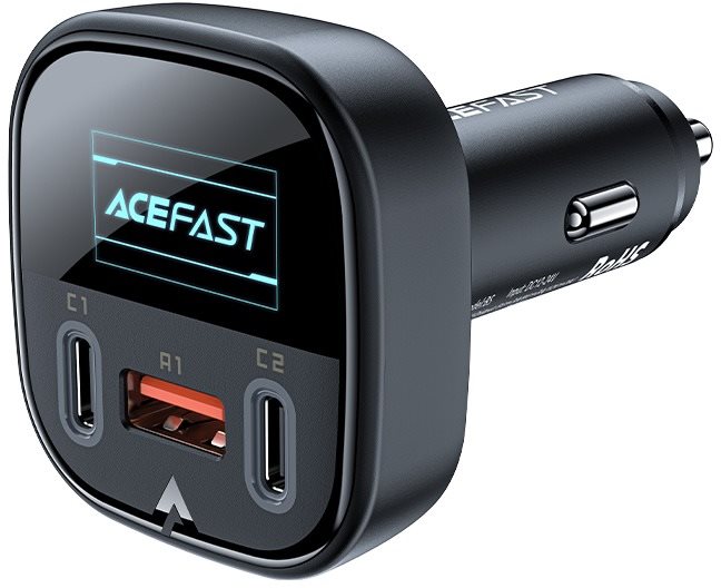 ACEFAST Ultimate Car Charger (2x USB-C + USB-A) 100W OLED Display Black