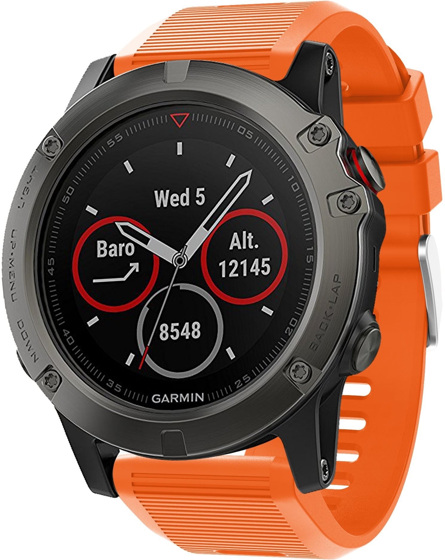 Eternico Garmin Quick Release 26 Silicone Band Silicone Silver Buckle - narancssárga