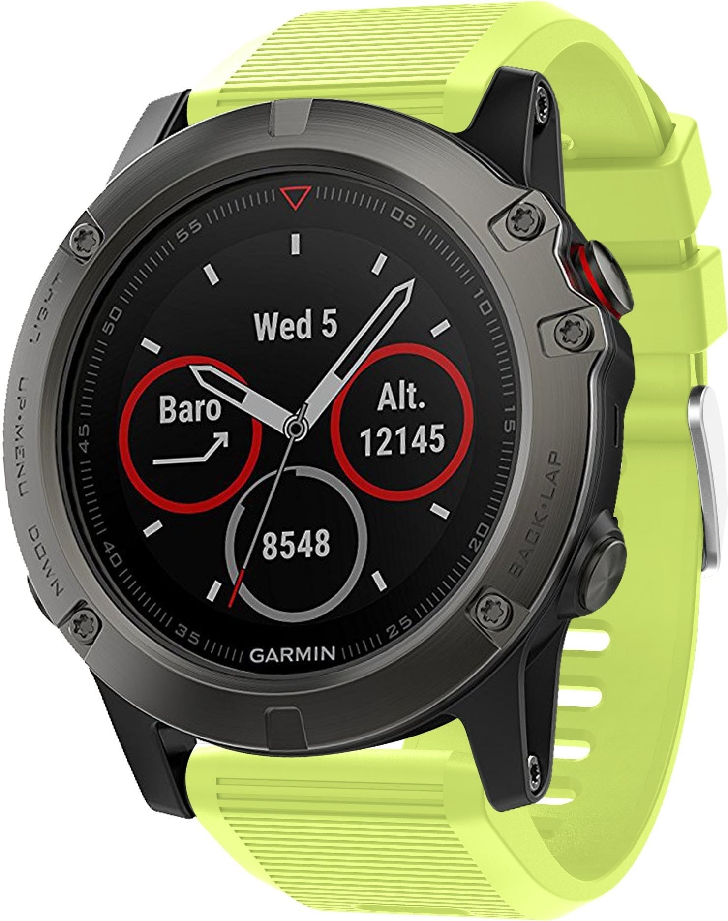 Eternico Garmin Quick Release 26 Silicone Band Silicone Silver Buckle - lime