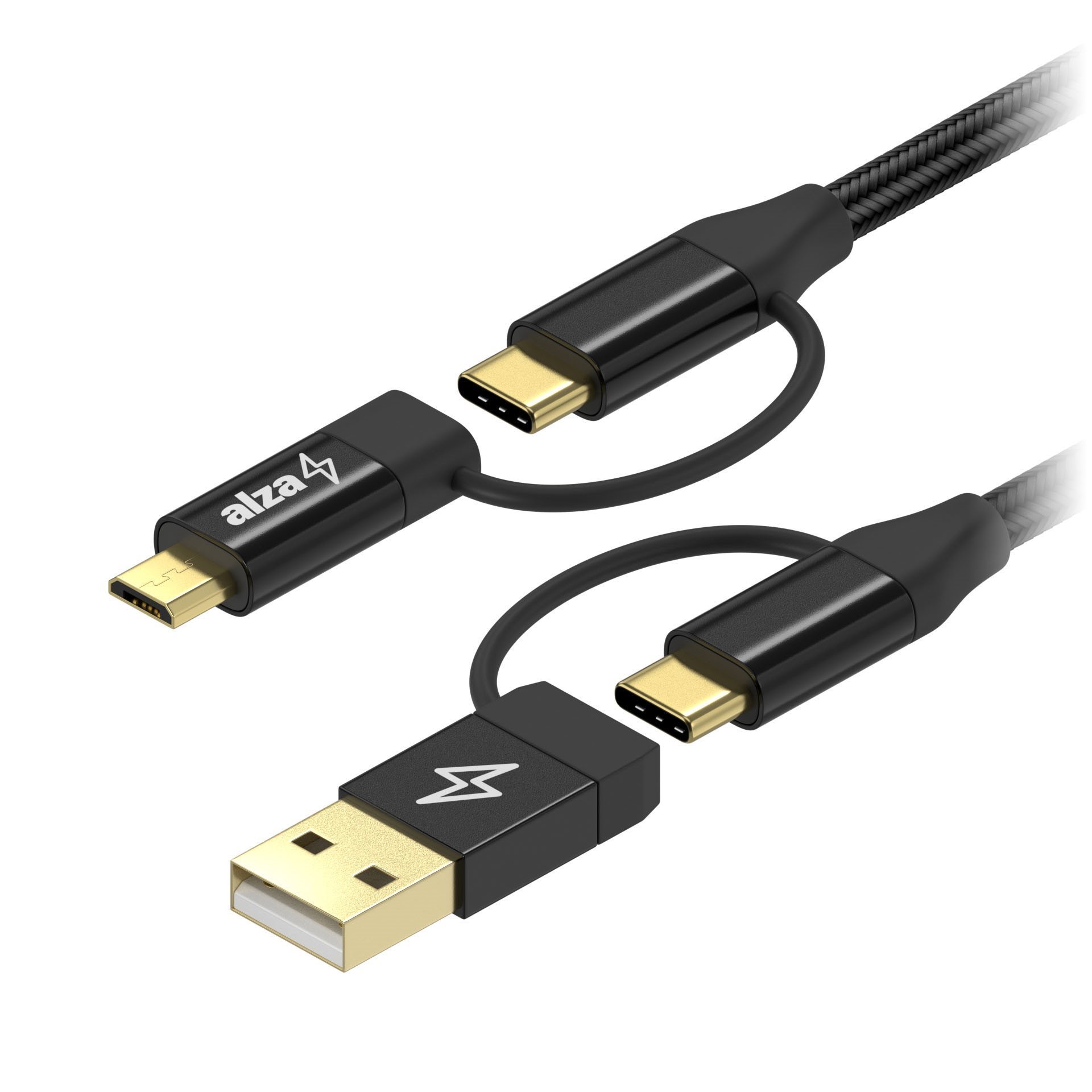 AlzaPower MultiCore 4in1 USB 1m fekete
