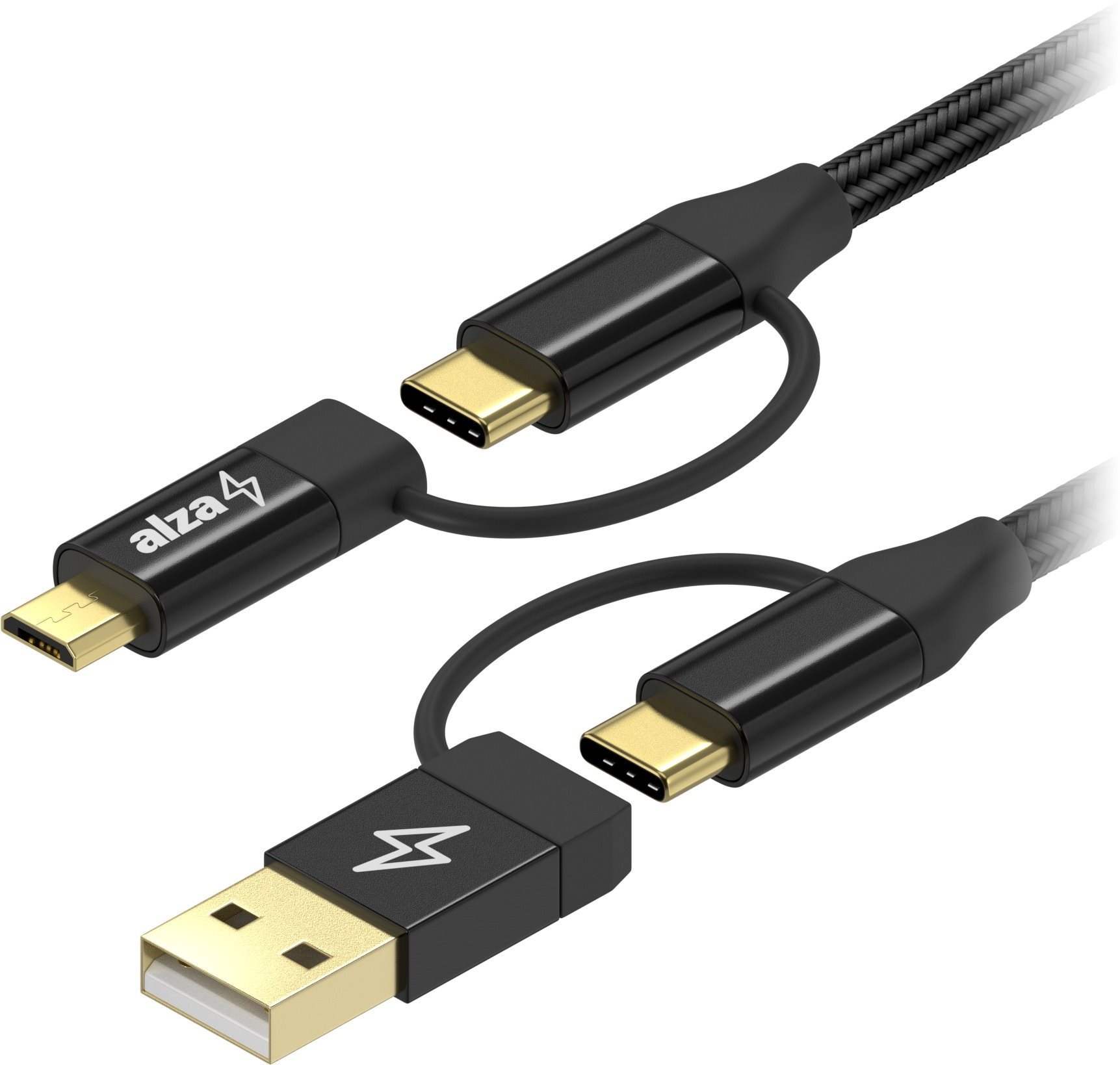 AlzaPower MultiCore 4in1 USB 2 m, fekete