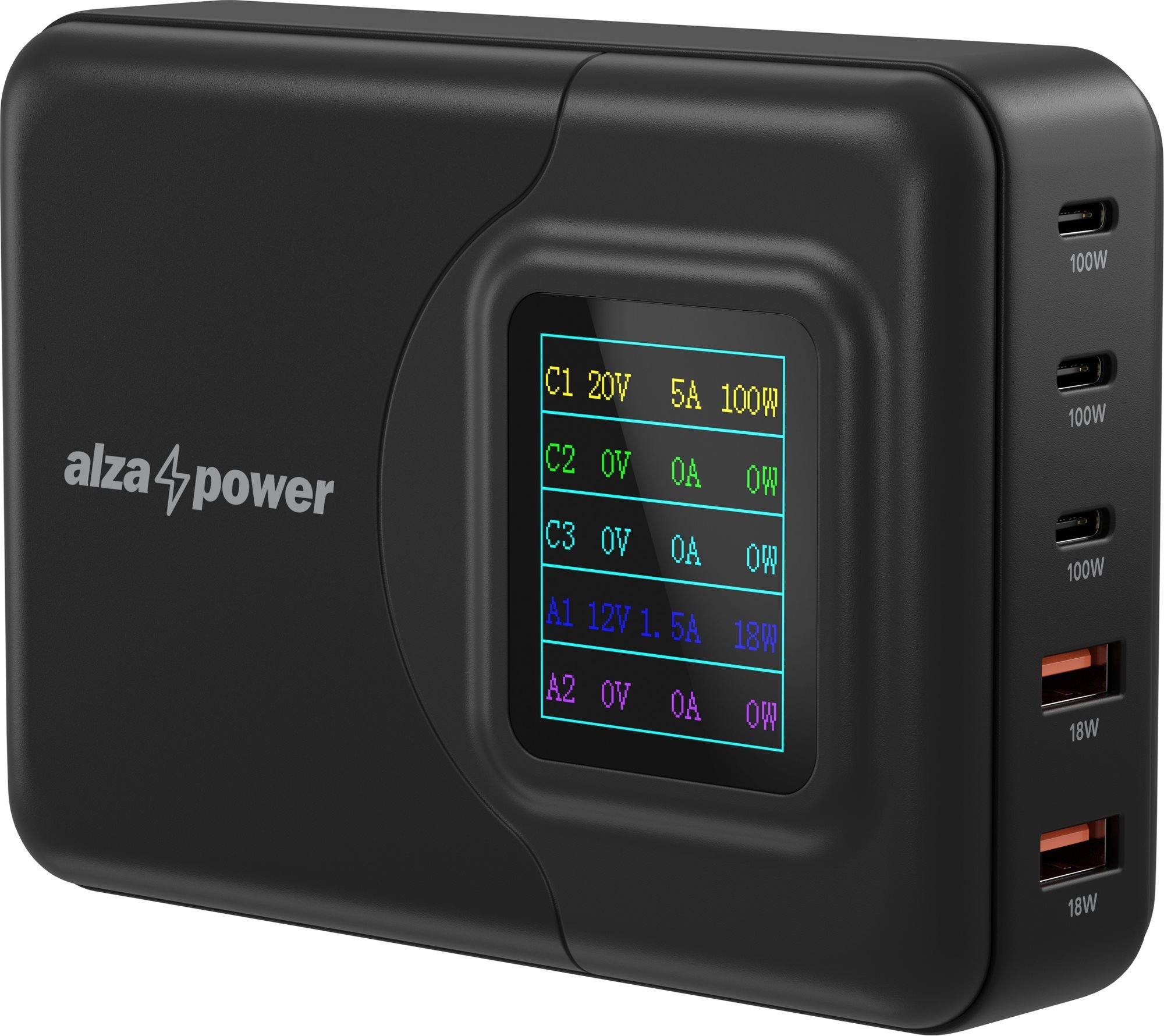 AlzaPower M500 Digital Display Multi Ultra Charger 200W fekete